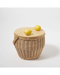 Picnic Mand en Koeler met Deksel Snijplank 35 liter rond