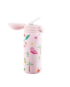 Kids Thermosfles met Rietje 350 ml Flamingo