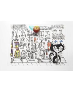 Kinderen Placemat Mark-Mat Cat in the City Mat + 4 Markers 40 x 32 cm.