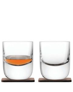Whisky Tumbler Glas met Onderzetter 270 ml Set van 2 Stuks