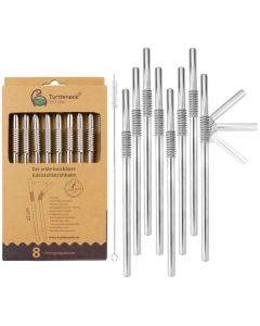 Rietje Buigbaar Roestvrijstaal 22cm Set van 8 Stuks + Schoonmaakborstel