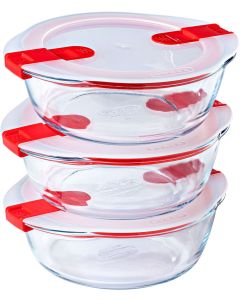 Cook & Go Schaal Rond met Deksel 1,1 liter Set van 3 Stuks