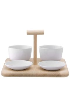Dine Serveerplank met 4 Schalen Assorti