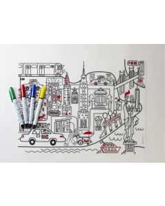 Kinderen Placemat Mark-Mat New York Mat + 4 Markers 40 x 32 cm.