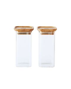 Vershouddoos Vierkant 320 ml met Bamboe Deksel Set van 2 Stuks