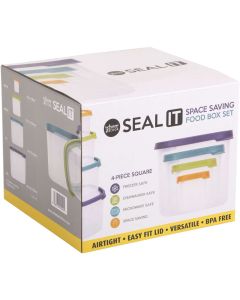 Opbergbox Seal It Stapelbaar Set van 4 Stuks