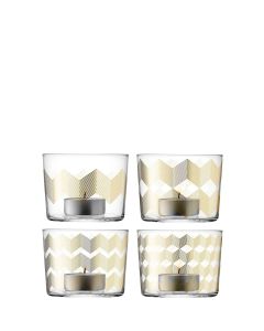 Chevron Theelicht Houder 6 cm Set van 4 Stuks
