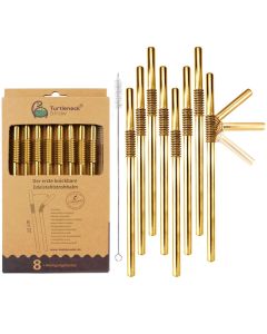 Rietje Buigbaar Roestvrijstaal 22cm Set van 8 Stuks + Schoonmaakborstel