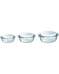 Essentials Schaal Rond met Deksel Set van 3 Stuks