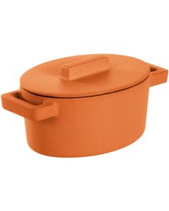 Braadpan Terra.Cotto Gietijzer Ovaal met deksel 13x10 cm