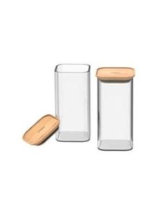 Vershouddoos Vierkant 240 ml met Bamboe Deksel Set van 2 Stuks