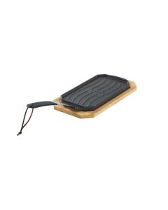 Pan Gietijzer Dubbelzijdig Gebruik met Bamboe Serveerplank 16,5 cm
