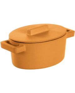 Braadpan Terra.Cotto Gietijzer Ovaal met deksel 13x10 cm