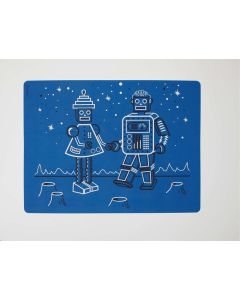 Baby Placemat Mark Matz Robot Love - Electric Blue 40 x 32 cm.