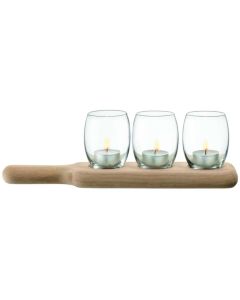 Paddle Theelicht Houder Set met Serveerplank Set van 3 Stuks