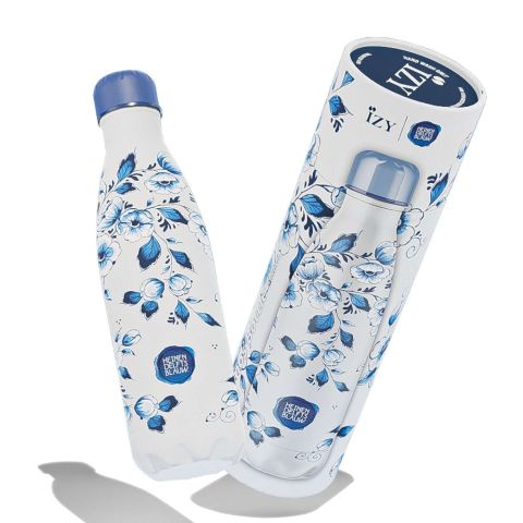 Heinen Delfts Blauw Thermosfles 500 ml Bloemen