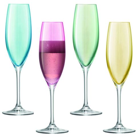 Polka Champagne Flute 225 ml Set van 4 Stuks Assorti