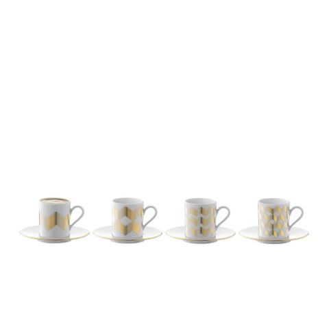 Chevron Kop en Schotel 100 ml Set van 4 Stuks