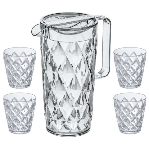 Crystal Karaf 1,6 liter met 4 Bekers van 250 ml