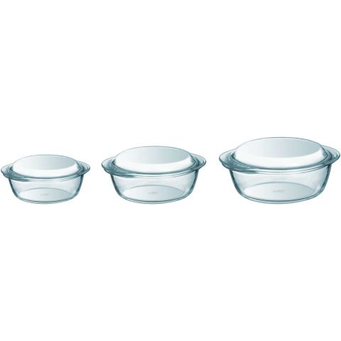 Essentials Schaal Rond met Deksel Set van 3 Stuks