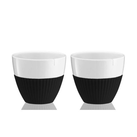 Anytime wit/zwart Theekop 300 ml Set van 2 Stuks