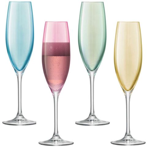 Polka Champagne Flute 225ml Set van 4 Stuks Assorti