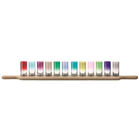 Paddle Wodka Set met Serveerplank Set van 12 Stuks Assorti