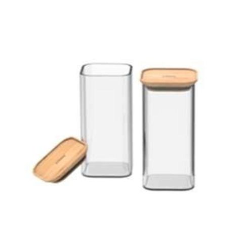 Vershouddoos Vierkant 240 ml met Bamboe Deksel Set van 2 Stuks