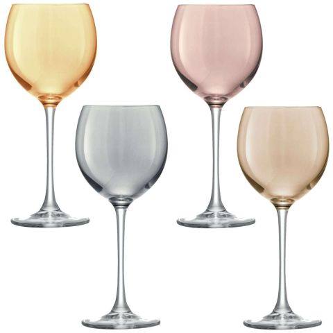 Polka Wijn Glas 400ml Set van 4 Stuks Assorti