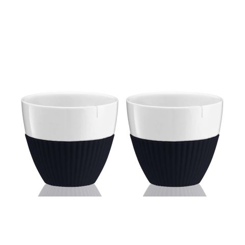 Anytime Theekop wit/blauw 300 ml Set van 2 Stuks